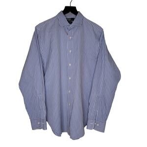 Polo By Ralph Lauren Dress Shirt Large Blue Striped Button Up Estate Classic Fit